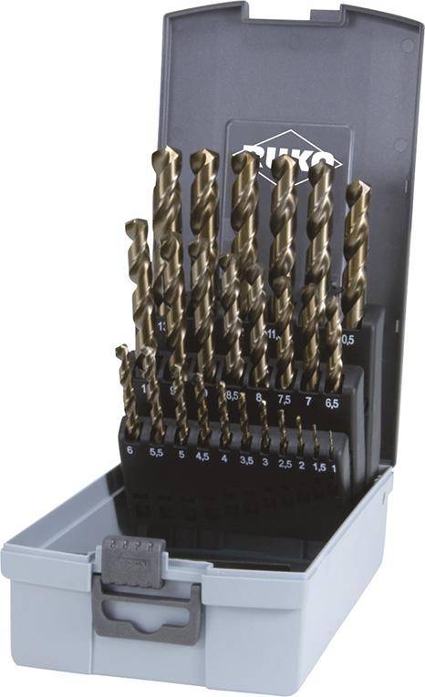 RUKO Spiralbohrer-Satz DIN338 HSS-Co5 ø 1-13mm 0,5mm stg. Kunststoffkassette 25-teilig-0