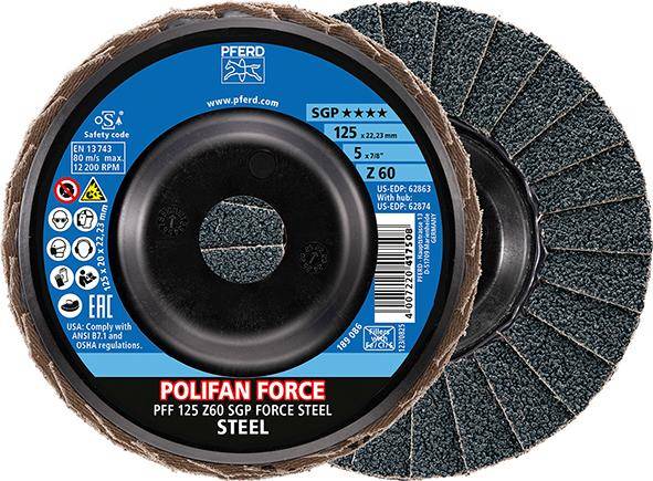 PFERD Fächerschleifscheibe FORCE SGP STEEL 125mm Z 60