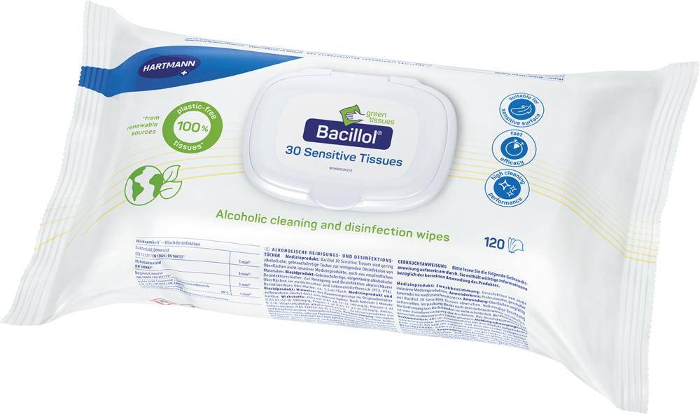 HARTMANN Desinfektionstuch Bacillol 30 sensitive green Tissues 39254 120 Stück-0