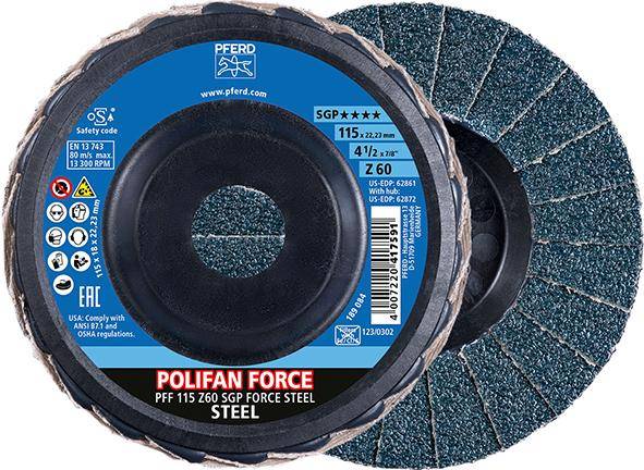 Fächerschleifscheibe FORCE SGP STEEL 115 mm Z 60 Pferd-0
