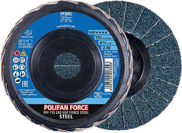 Fächerschleifscheibe FORCE SGP STEEL 115 mm Z 40 Pferd-0