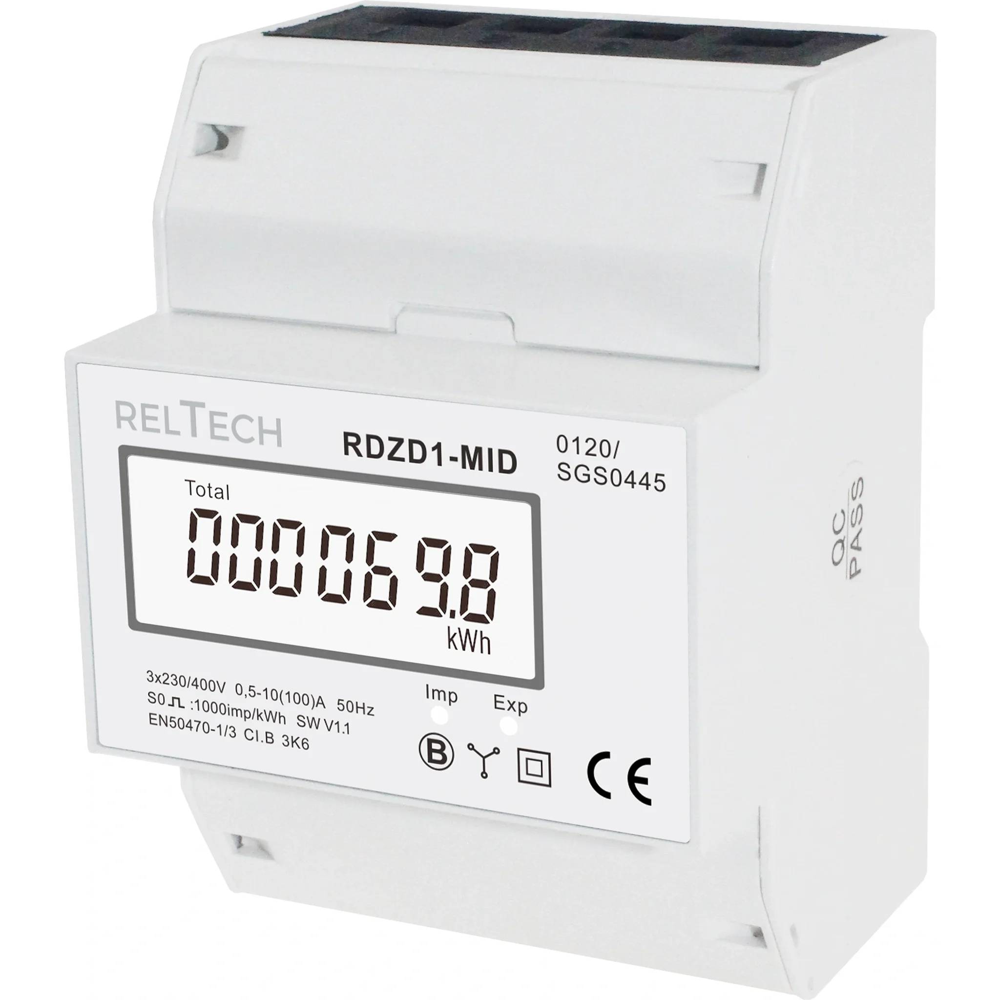 Reltech Drehstromzähler digital, max. 100A, S0-Ausgang, MID-Zertifizierung, 1 Stk.-0