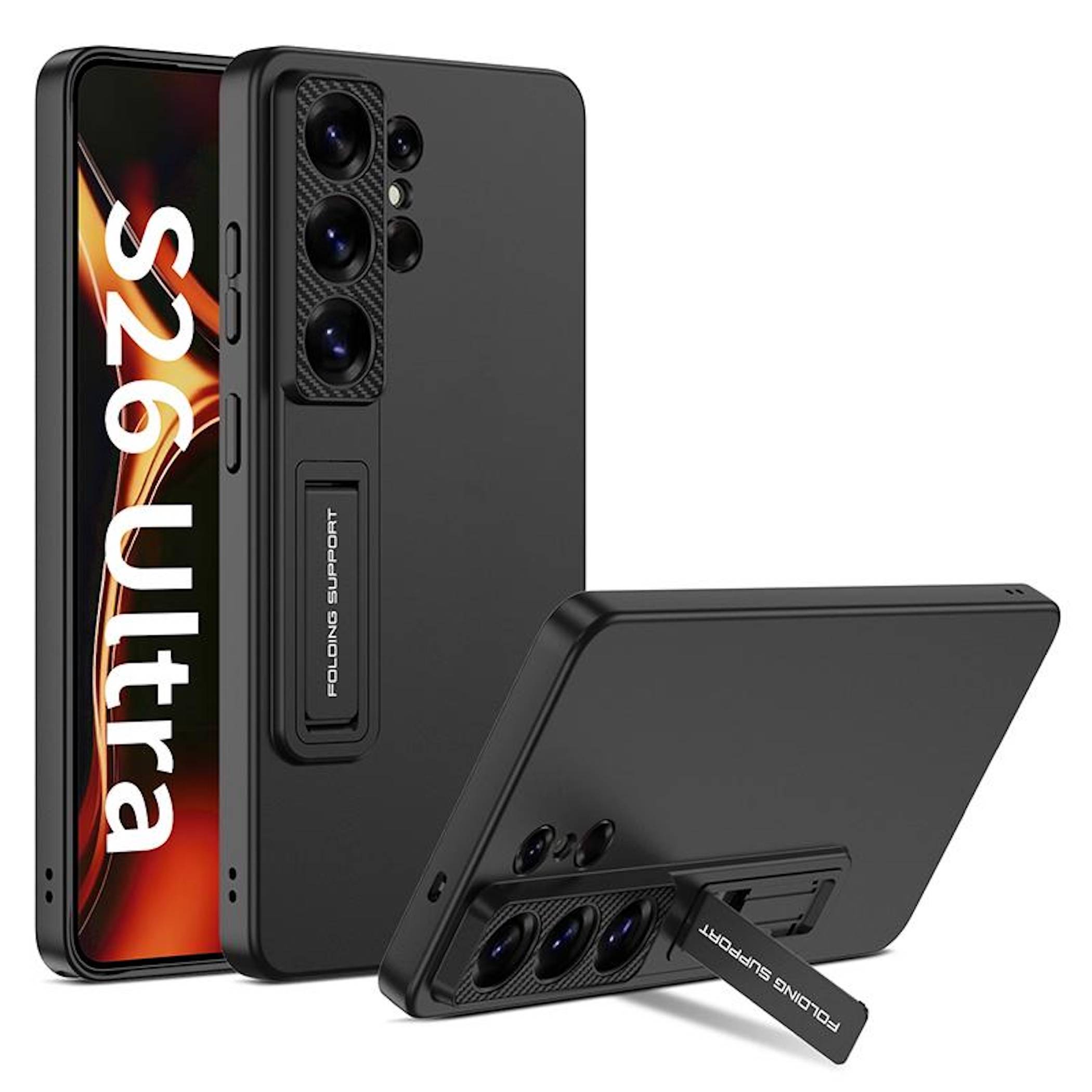 Handyhülle für Samsung Galaxy S26 Ultra Aufstellbar Kameraschutz Ständer Schwarz-0