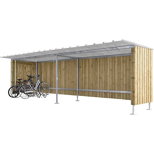 Unterstand für Fahrräder / Motorräder HxB 2150 x 3990 mm Holz Tiefe 2250 mm Anbaueinheit. 86479549 864795 49-0