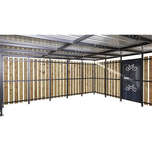 Fahrradunterstand HxB 2360 x 5600 mm Blech/Holz Tiefe 5150 mm Grundeinheit. 86479249 864792 49-3