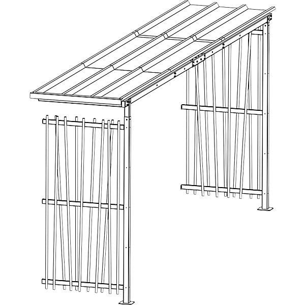 Fahrradunterstand HxB 2360 x 5600 mm Bambus Tiefe 1000 mm Anbaueinheit. 86478449 864784 49-1