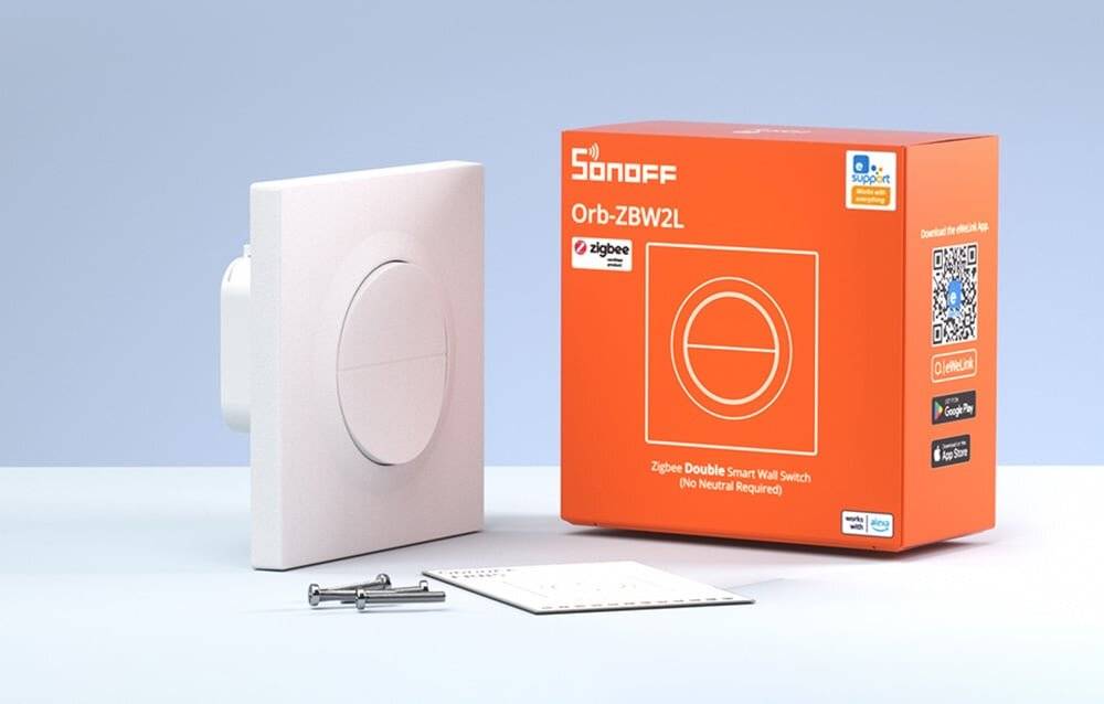 Sonoff - MINI-ZB2GSL-E - SONOFF MINI-ZB2GS-E ZigBee Zweikanal-Wandschalter ohne Neutralleiter.-1