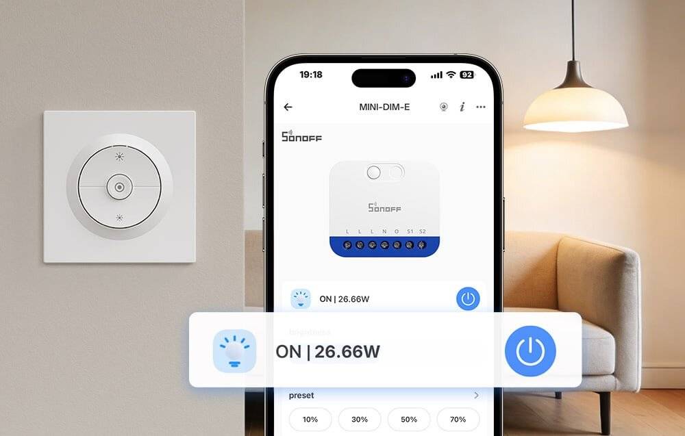 Sonoff - MINI-DIM-E - SONOFF MINI-DIM-E Smart WiFi Wandschalter/Dimmer-3