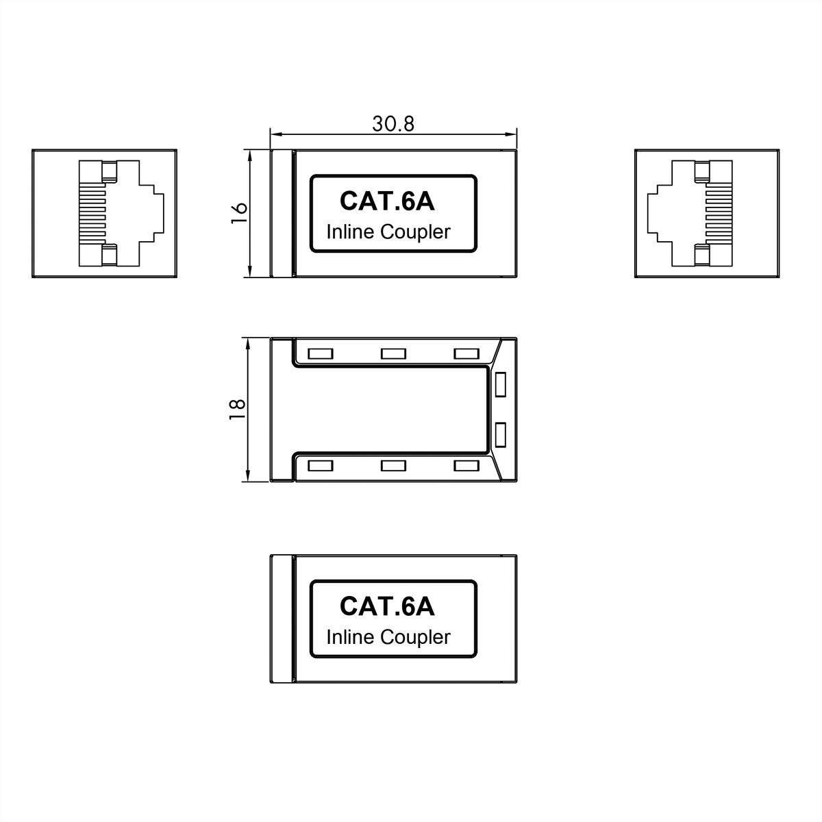 VALUE RJ-45 Kupplung geschirmt, Cat.6A (Class EA), silberfarben-1