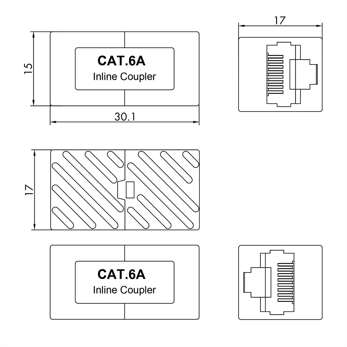 VALUE RJ-45 Kupplung ungeschirmt, Cat.6A (Class EA), weiß-1