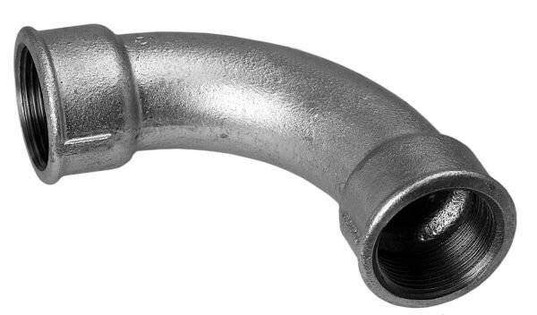 SCHMIDT HERMANN Temperguss-Bogen Nr.2 21/2" 90 Grad, mit 2 IG, verzinkt