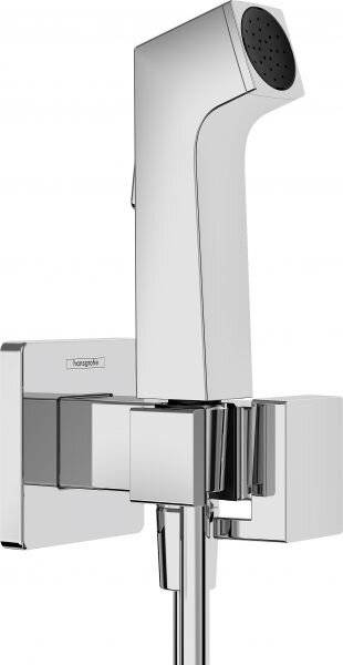 hansgrohe Bidette Handbrause 1jet E EcoSmart für Warmwasser mit Brausehalter und Brauseschlauch 125 cm, Chrom-0