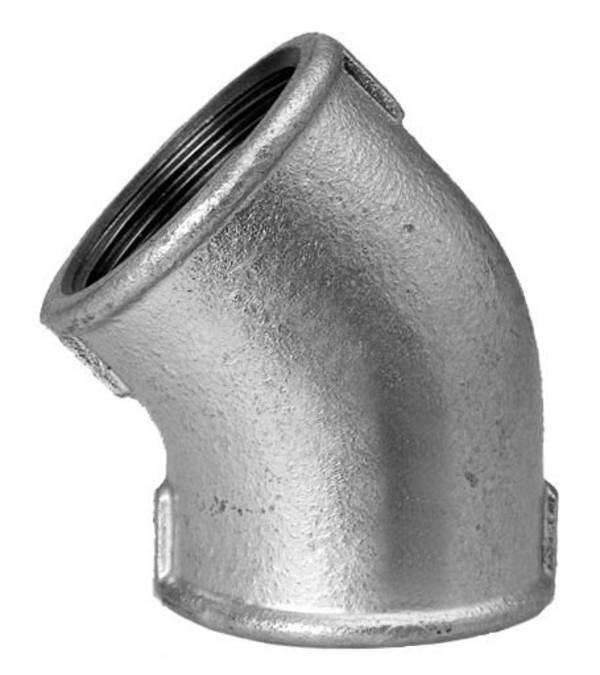 SCHMIDT HERMANN Temperguss-Winkel Nr.120 11/2" 45 Grad, mit 2 IG, verzinkt