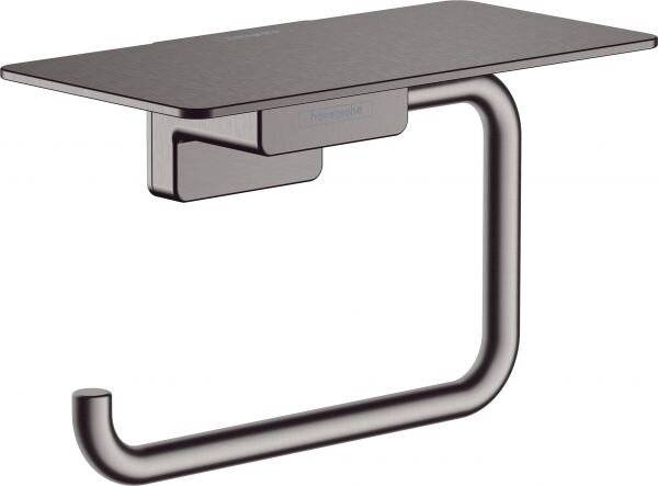 hansgrohe AddStoris Q Toilettenpapierhalter mit Ablage, Brushed Black Chrome-2