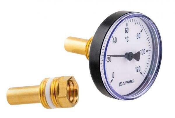 AFRISO Bimetall-Thermometer BiTh 0/120C 40mm G1/2B ax Kl.2-0