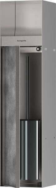 hansgrohe XtraStoris Rock Einbau Toilettenbürstenhalter mit Papierhalter und befliesbarer Tür, Edelstahl gebürstet-2