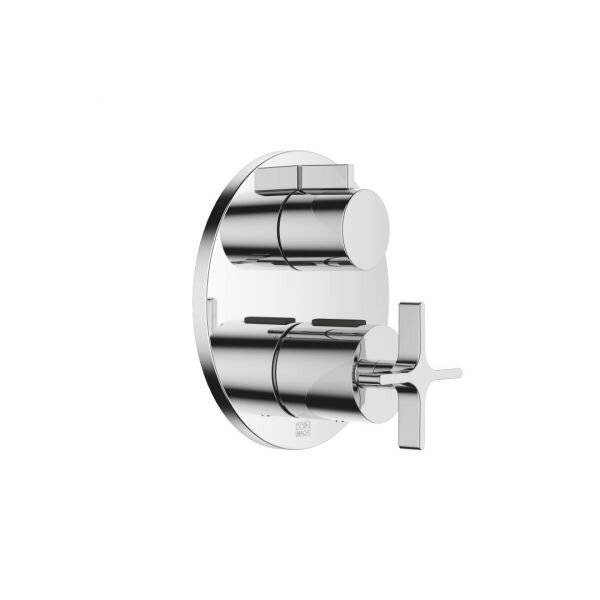 Dornbracht Unterputz-Thermostat Vaia mit Einweg-Mengenregulierung, Abdeckplatte 150mm, Chrom