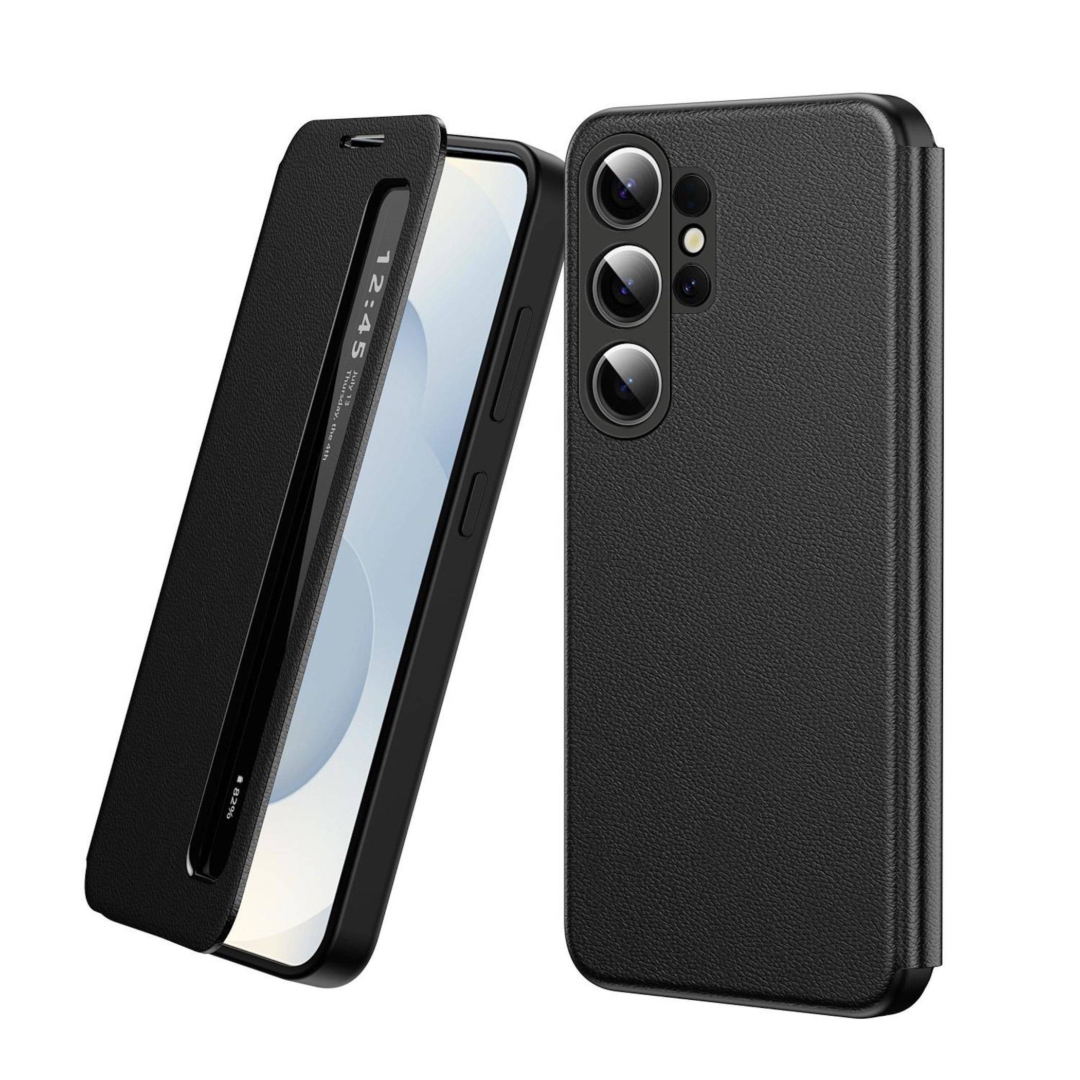 Handy Hülle Smart View für Samsung Galaxy S26 Ultra Kunstleder Flip Case Schwarz-0