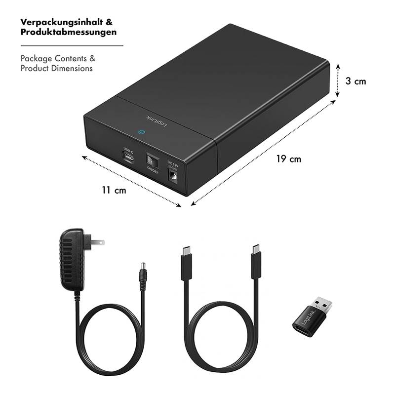 3,5 Extern. Encl. USB 3.2 Gen 1, screwless, black Festplatten Zubehör-4
