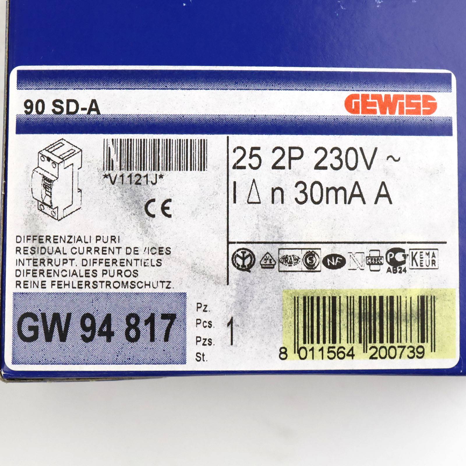 GEWISS Fehlerstromschutzschalter GW94817 OVP-1