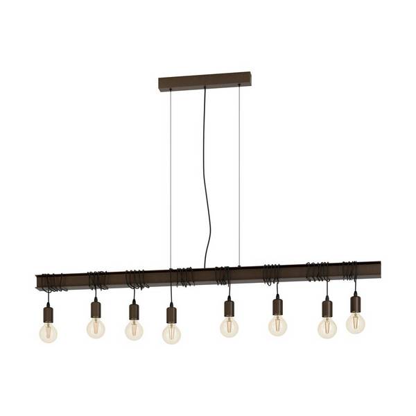 Eglo Pendelleuchte Townshend 4 Stahl Braun Schwarz | IP20 - Geeignet für 8x E27