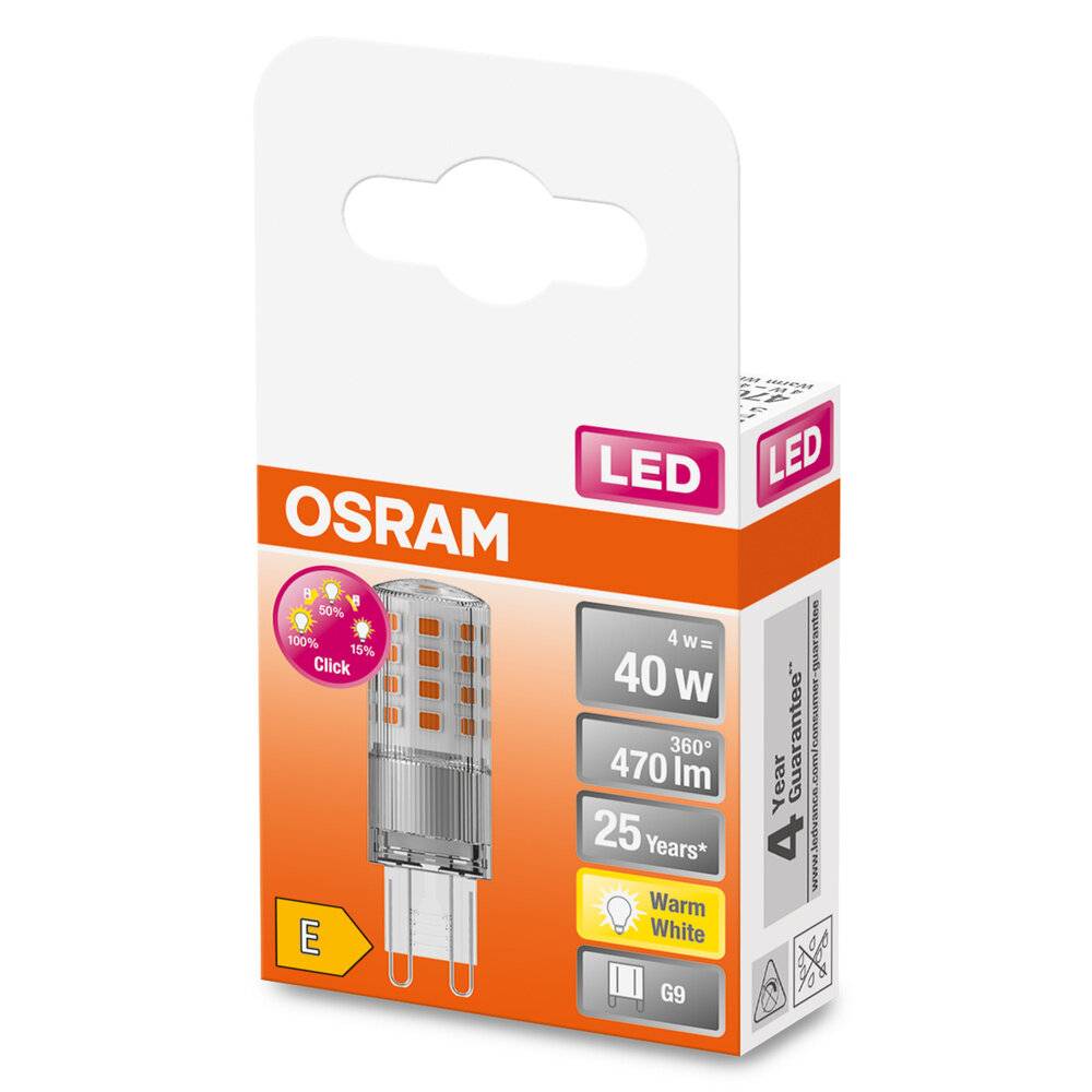 Preisbild für Osram LED Capsule G9 Klar 4W 470lm - 827 Extra Warmweiß | 3-Stufen Dim - Ersatz Für 40W