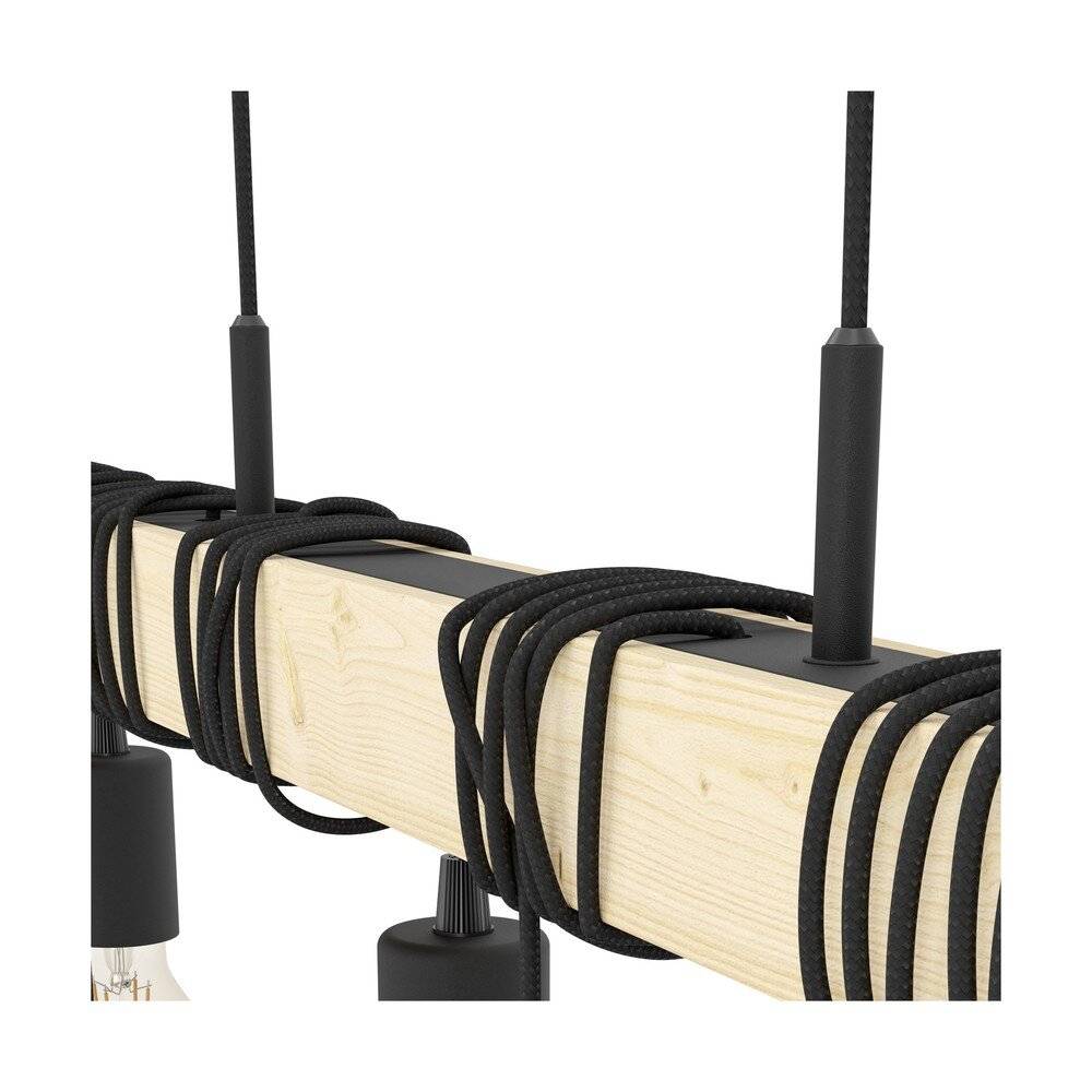 Preisbild für Eglo Pendelleuchte Townshend Holz Stahl Braun Schwarz | IP20 - Geeignet für 9x E27