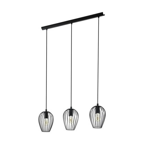 Eglo Pendelleuchte Newtown Stahl Schwarz | IP20 - Geeignet für 3x E27
