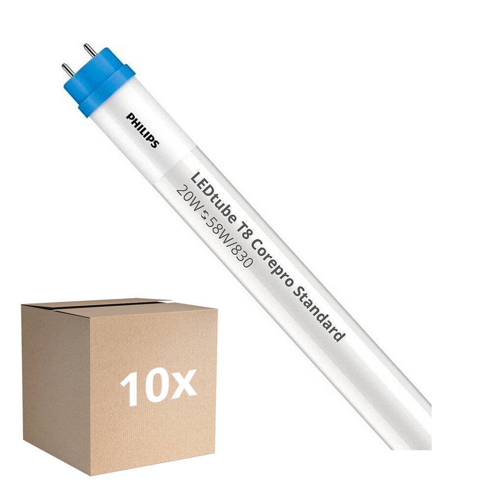 Mehrfachpackung 10x Philips LED Röhre T8 CorePro (EM/Mains) Standard Output 20W 2050lm - 830 Warm-0