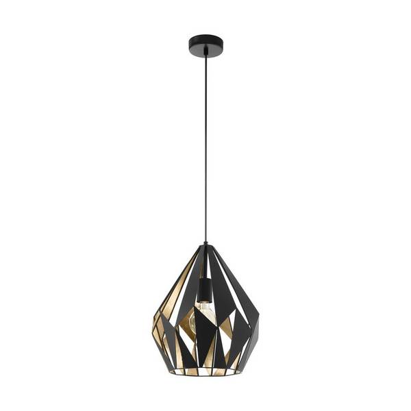 Eglo Pendelleuchte Carlton 1 Stahl Schwarz Gold | IP20 - Geeignet für 1x E27