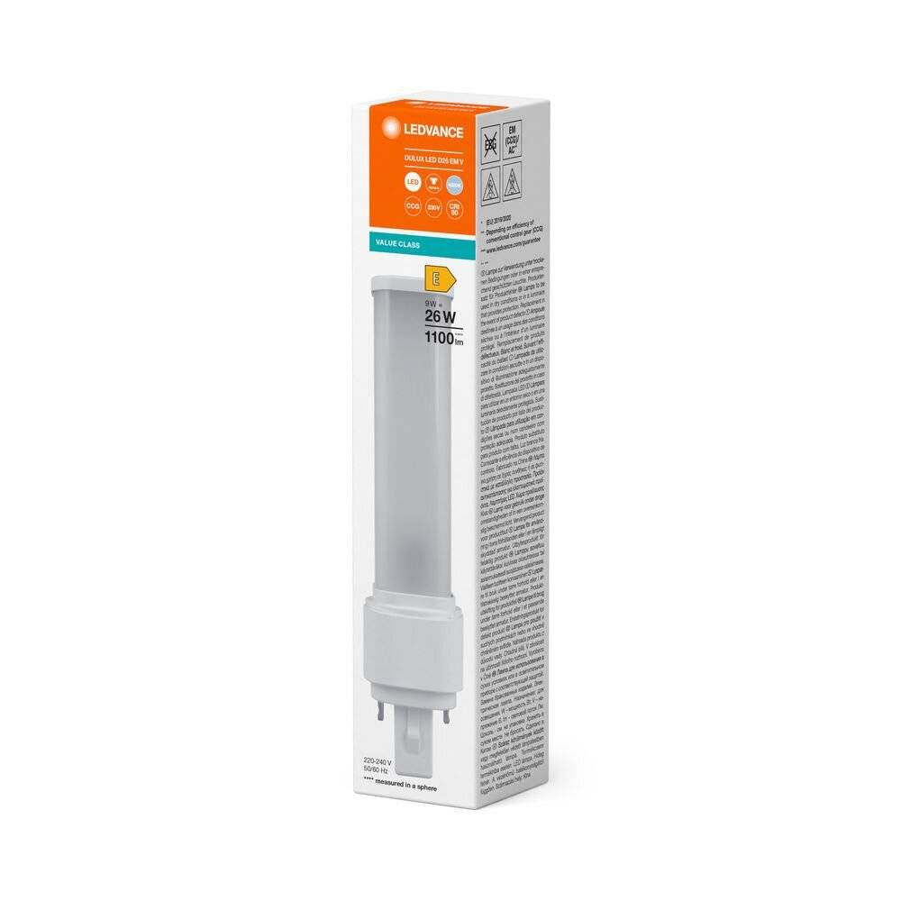 Preisbild für Mehrfachpackung 10x Ledvance Dulux-D LED 9W - 840 Kaltweiß | 2-Pins - Ersatz Für 26W