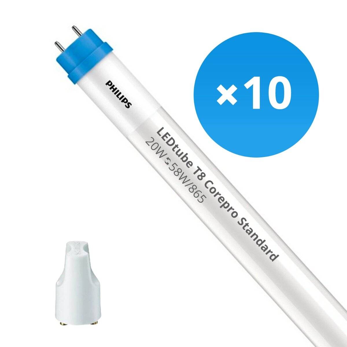 Mehrfachpackung 10x Philips LED Röhre T8 CorePro (EM/Mains) 20W 2200lm - 865 Tageslichtweiß | 150-0