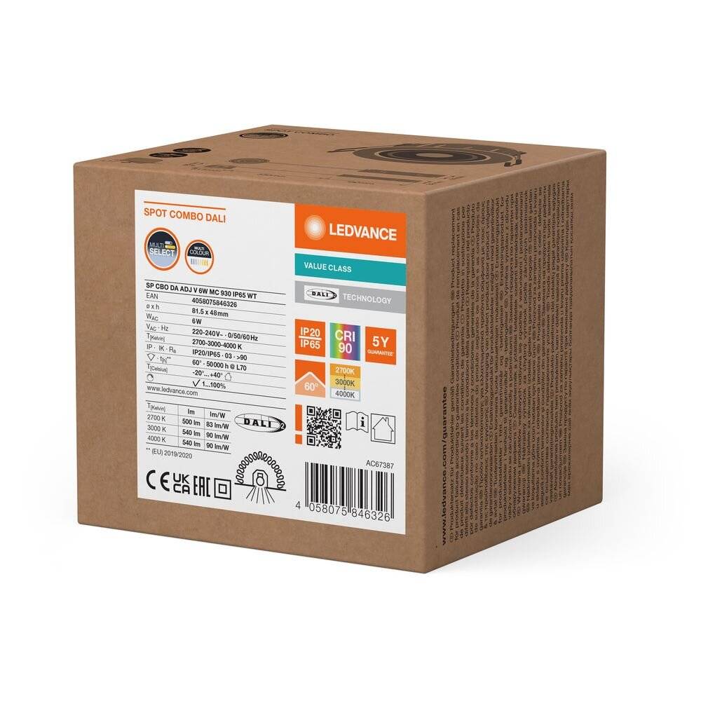 Symbolbild für Ledvance LED-Spot 930, MC, DALI SP CB #4058075846326 35 mA, 50000 h, 6 W, 540 lm, 81,5 mm, 48 mm