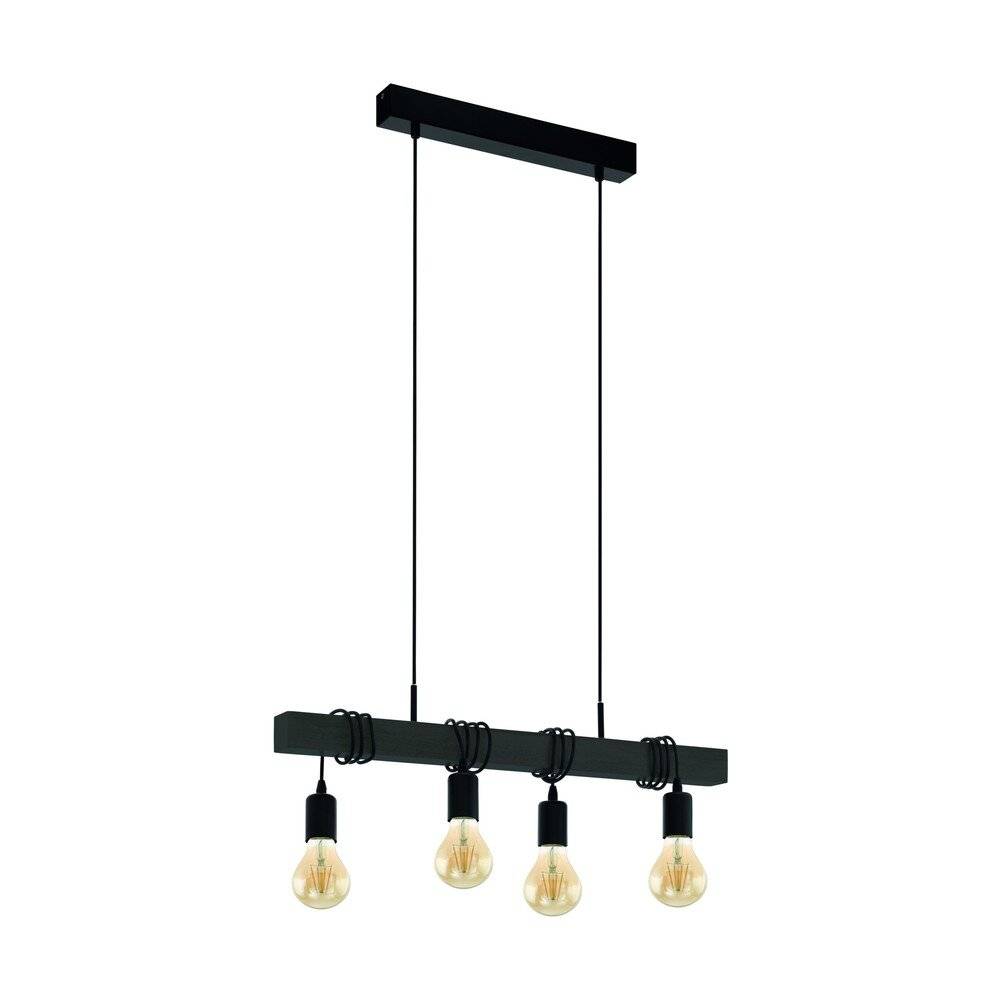 Eglo Pendelleuchte Townshend Stahl Holz Schwarz | IP20 - Geeignet für 4x E27-0