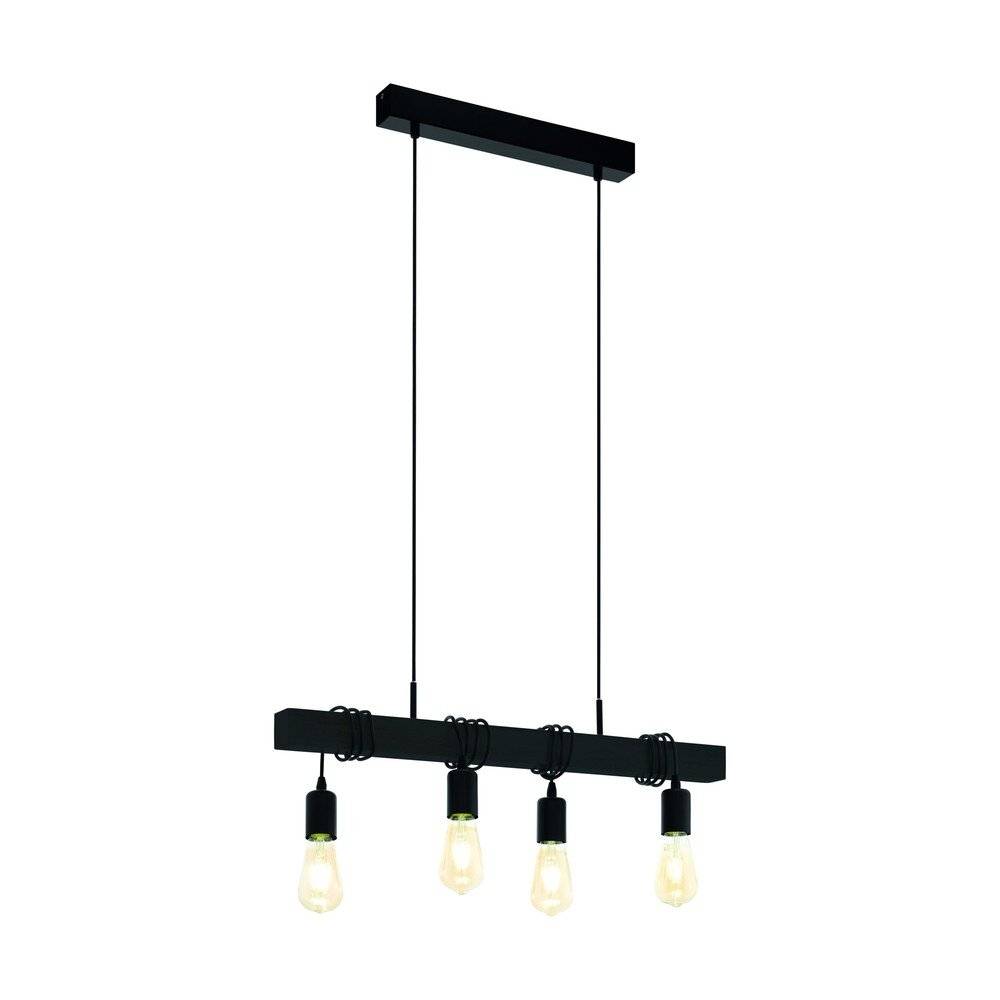 Preisbild für Eglo Pendelleuchte Townshend Stahl Holz Schwarz | IP20 - Geeignet für 4x E27