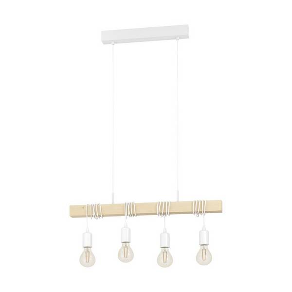 Eglo Pendelleuchte Townshend Stahl Weiß Holz | IP20 - Geeignet für 4x E27