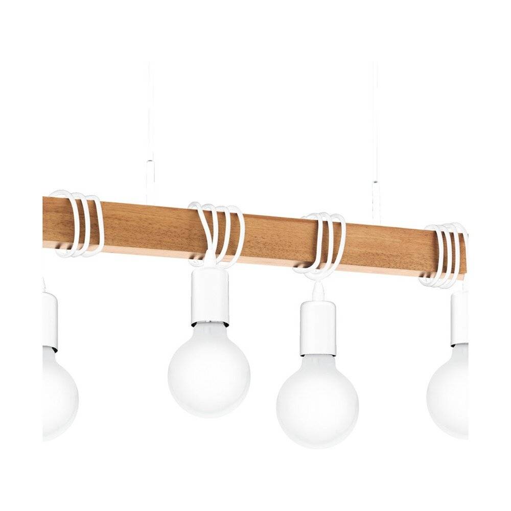 Symbolbild für Eglo Pendelleuchte Townshend Stahl Weiß Holz | IP20 - Geeignet für 4x E27