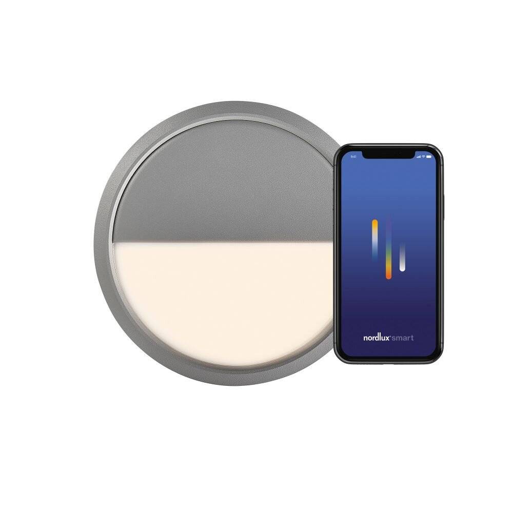 Nordlux Ava Smart LED-Deckenleuchte Grau 9.5W 600lm 159D – 827 - Extra Warmweiß | Dimmbar - IP54-7