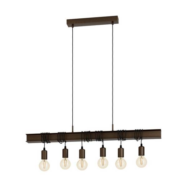 Eglo Pendelleuchte Townshend 4 Stahl Braun Schwarz | IP20 - Geeignet für 6x E27