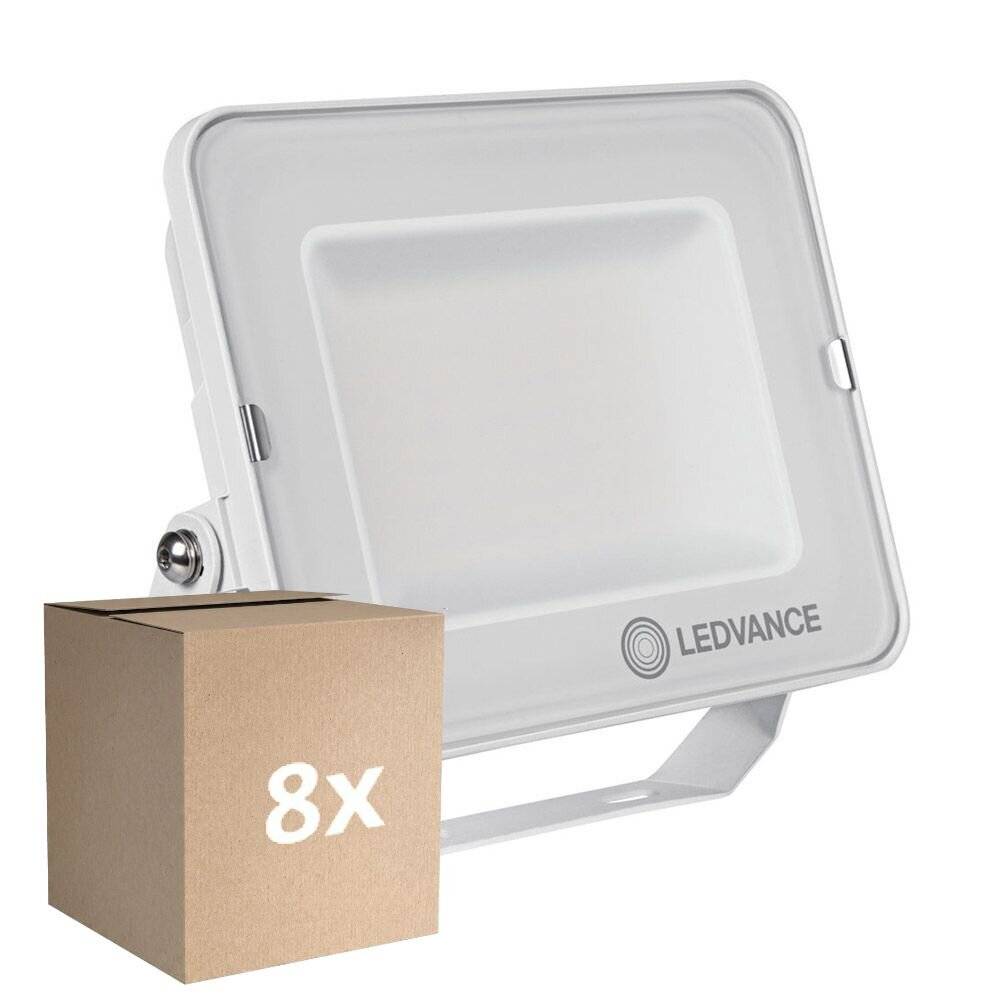 Mehrfachpackung 8x Ledvance LED-Scheinwerfer Compact Weiß 50W 4500lm 100D - 830 Warmweiß | IP65-0