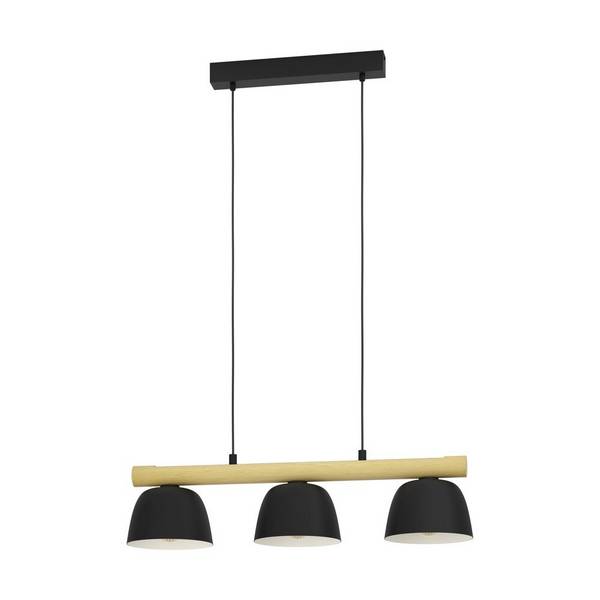 Eglo Pendelleuchte Sherburn Stahl Holz Schwarz Braun | IP20 - Geeignet für 3x E27
