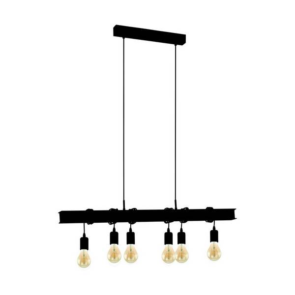 Eglo Pendelleuchte Townshend 6 Stahl Schwarz | IP20 - Geeignet für 6x E27