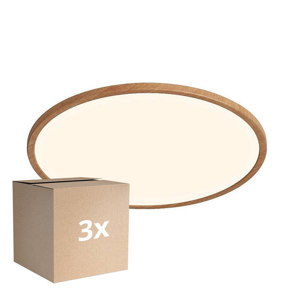 Mehrfachpackung 3x Nordlux LED Deckenleuchte Oja 42 Holz 24W 2150lm - 827 Extra Warmweiß | Dimmba-0