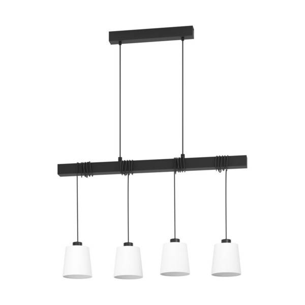 Eglo Pendelleuchte Townshend 8 Stahl Holz Schwarz | IP20 - Geeignet für 4x E27