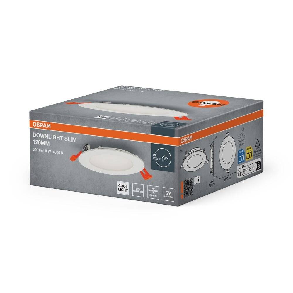 Symbolbild für Osram LED Downlight Recess Slim Weiß 8W 550lm 110d - 840 Kaltweiß| Ausschnitt 120mm - IP20