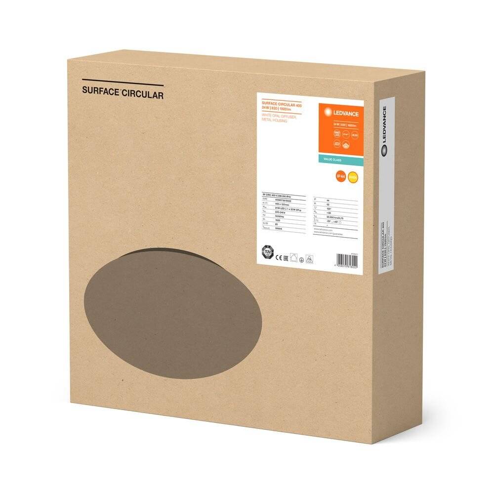 Preisbild für Mehrfachpackung 5x Ledvance Surface Rund 400 24W 830 1920lm Weiß IP44 | Warmweiß