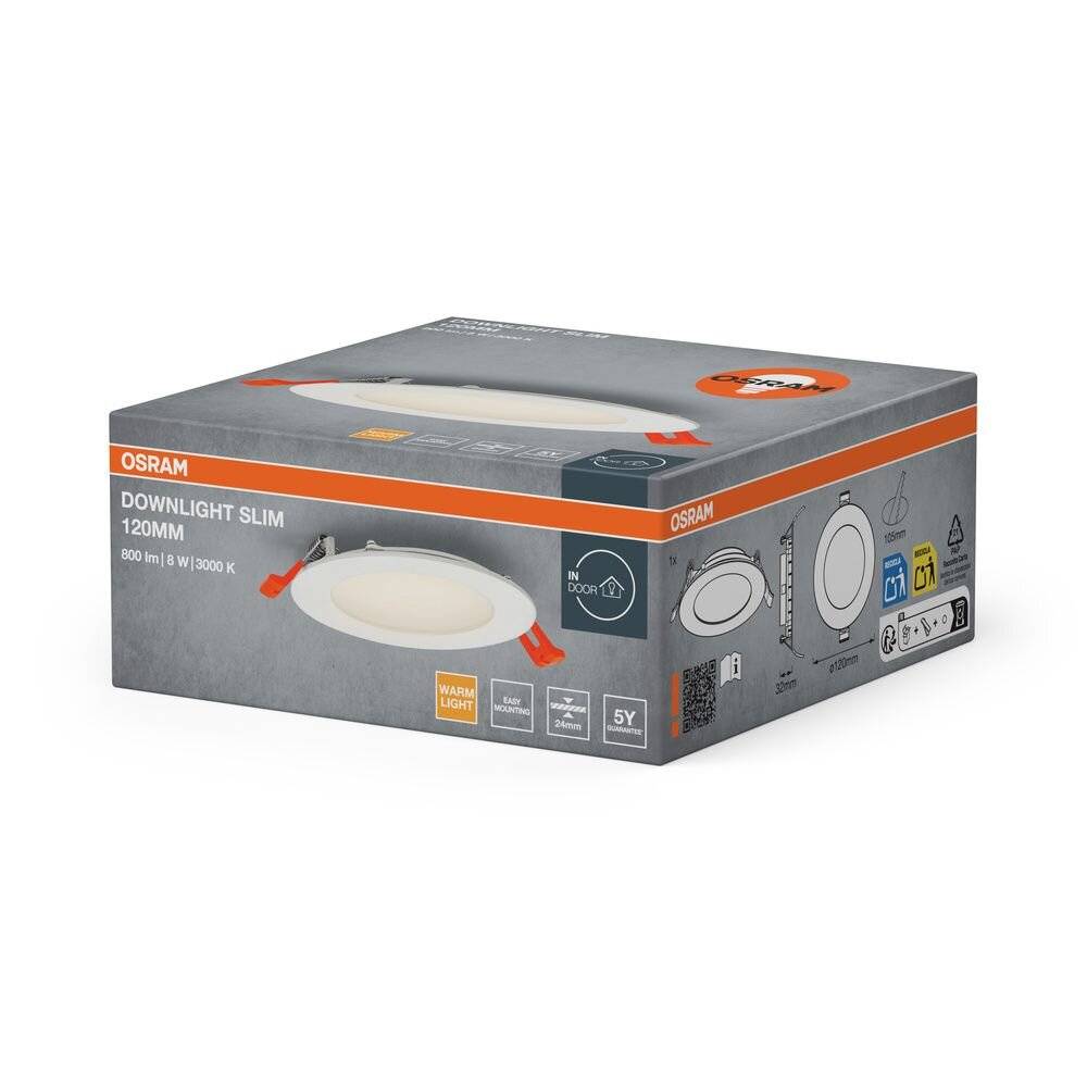 Symbolbild für Osram LED Downlight Recess Slim Weiß 8W 550lm 110d - 830 Warmweiß | Ausschnitt 120mm - IP20