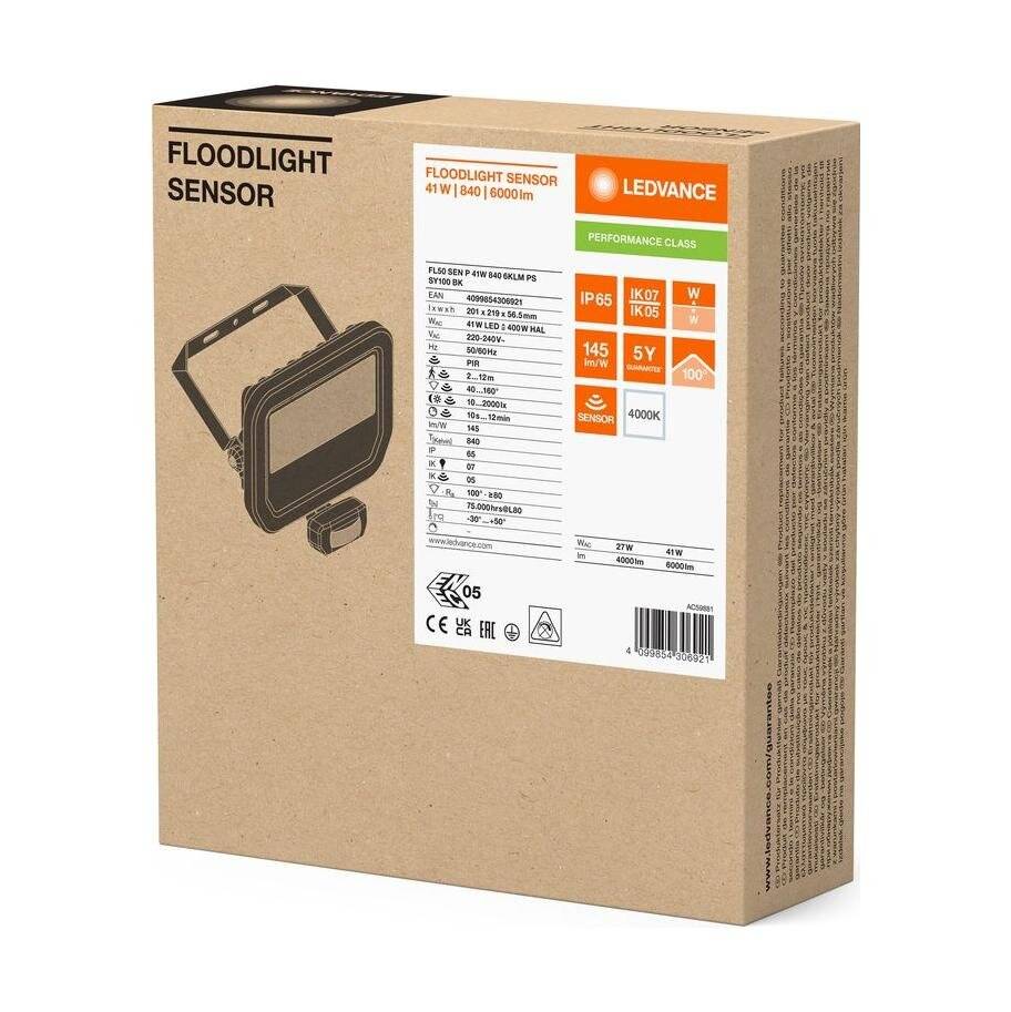 Symbolbild für Mehrfachpackung 5x Ledvance LED-Scheinwerfer Aluminium Schwarz 41W 6000lm 100D - 840 Kaltweiß | I