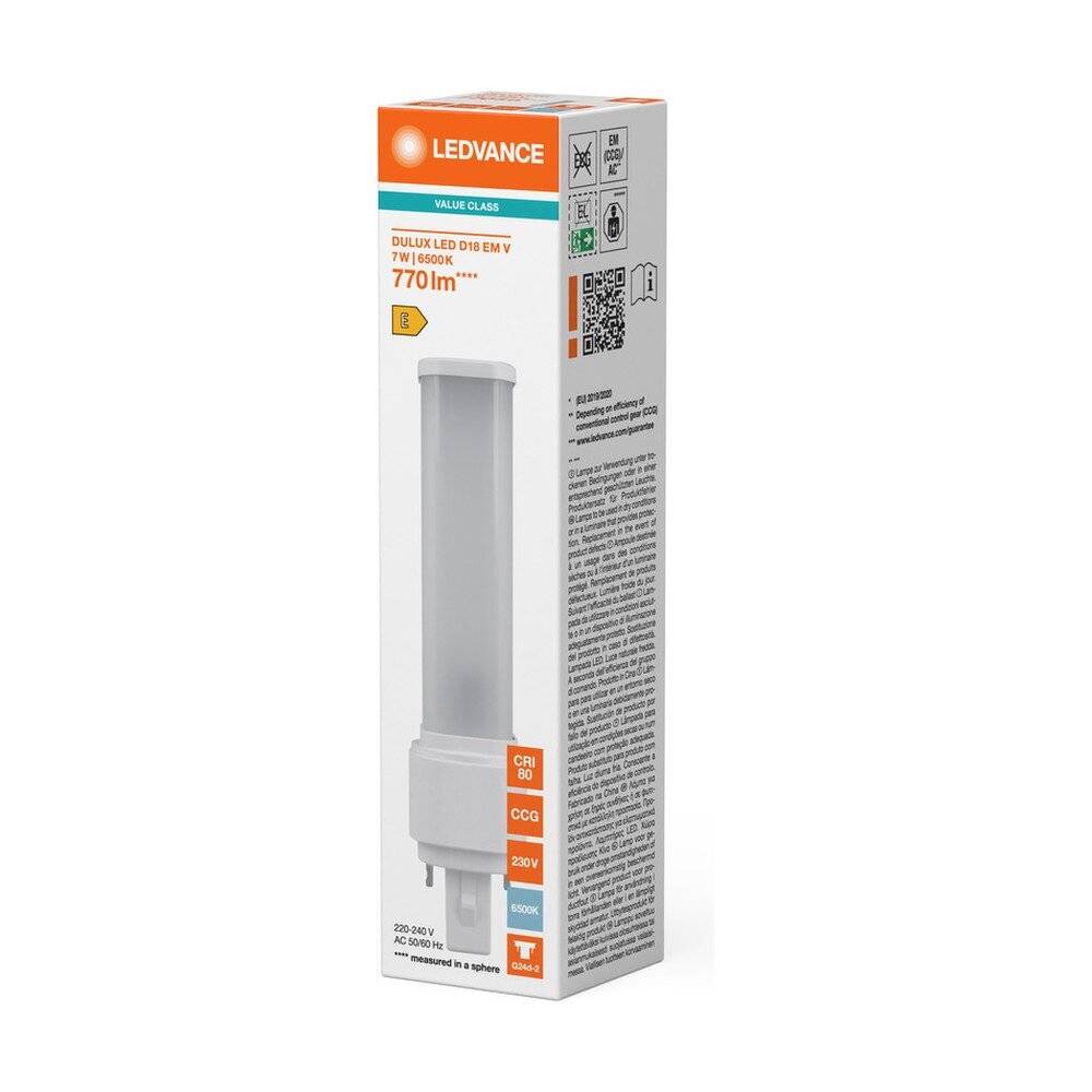 Symbolbild für Ledvance DULUX LED D EM & AC Mains Value 7W 770lm - 865 Tageslichtweiß | Ersatz Für 18W