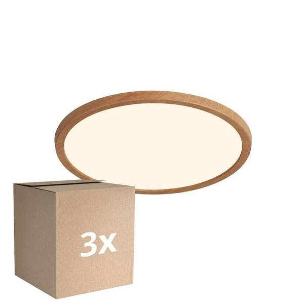Mehrfachpackung 3x Nordlux LED Deckenleuchte Oja 29 Holz 18W 1600lm - 827 Extra Warmweiß | 3-Stuf